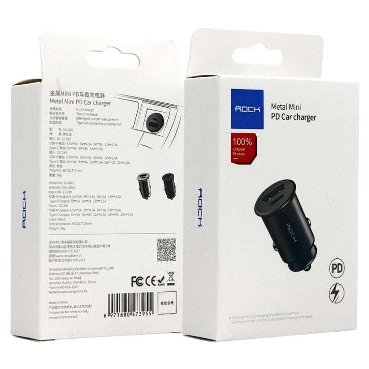 ROCK H15 Dual Port USB + USB-C / Type-C PD30W Car Charger (Black)