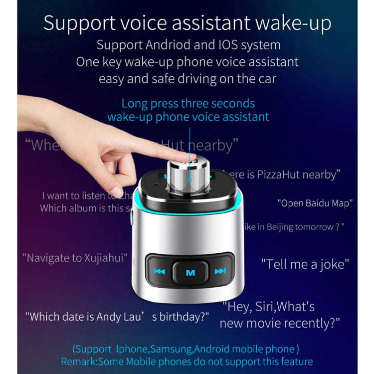 BC42 Bluetooth 5.0 Multi-function Car Colorful Atmosphere Lamp MP3 Player, Support TF Card & U Di...