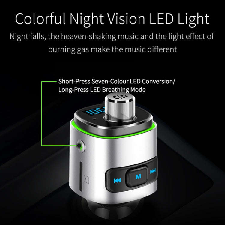 BC42 Bluetooth 5.0 Multi-function Car Colorful Atmosphere Lamp MP3 Player, Support TF Card & U Di...