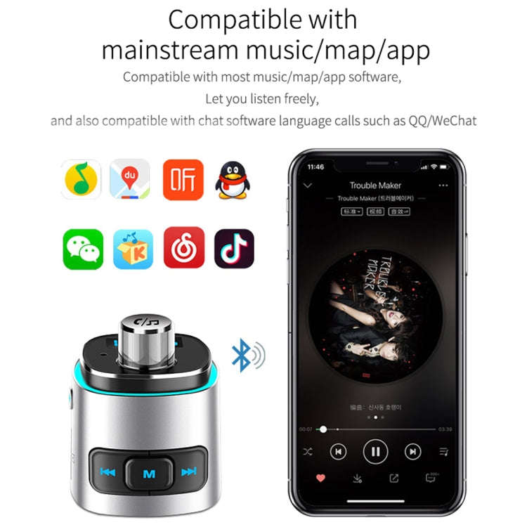 BC42 Bluetooth 5.0 Multi-function Car Colorful Atmosphere Lamp MP3 Player, Support TF Card & U Di...