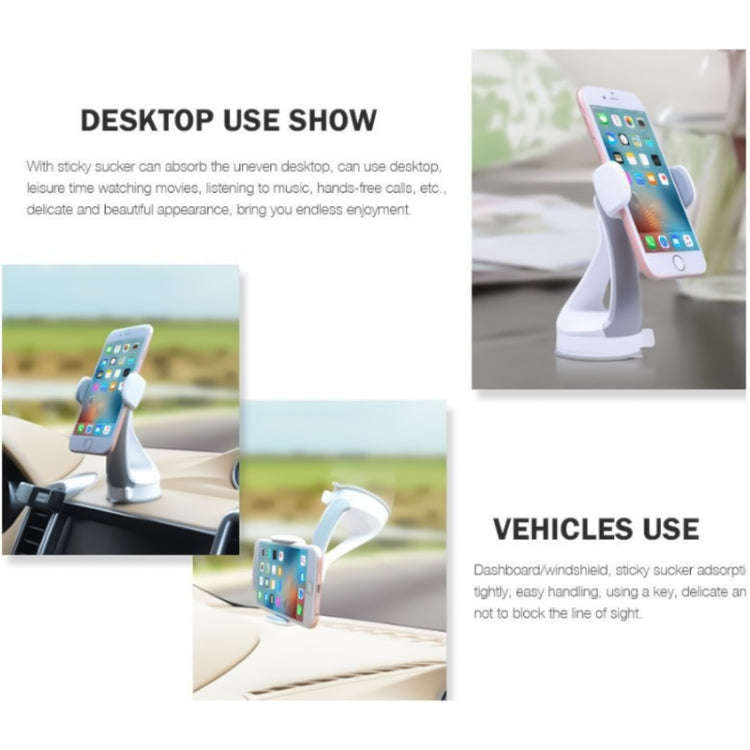 GB-452 Universal Car Suction Cup Mount Bracket Phone Holder (White)