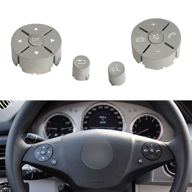 1 Pair Car Steering Wheel Switch Buttons Panel for Mercedes-Benz W204 2007-2014, Left Driving(Grey)