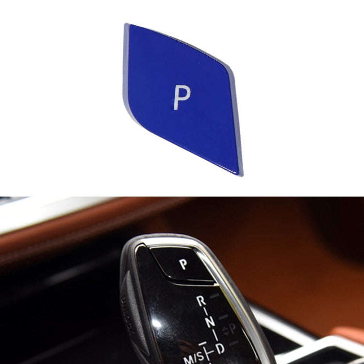 Car Gear Lever Auto Parking Button Letter P Cap for BMW G Chassis Series, Left Driving (Blue)