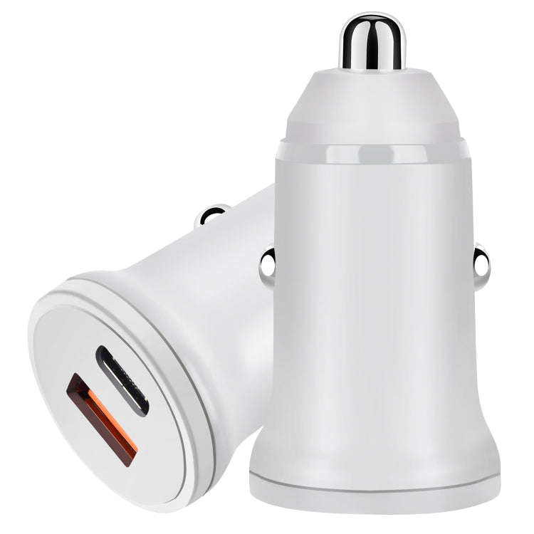 PD 20W USB-C / Type-C + QC 3.0 USB Interface Fast Charging Car Charger (White)