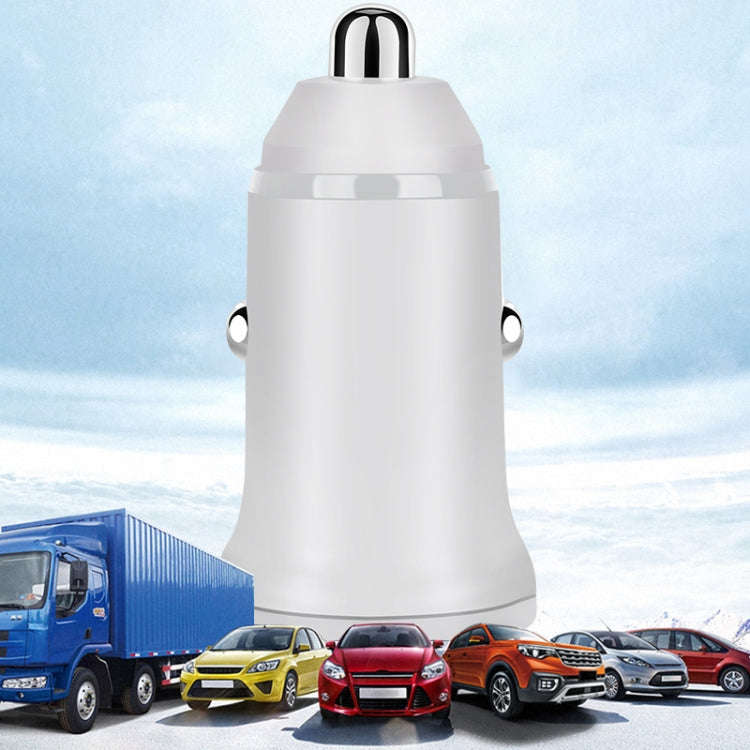 PD 20W USB-C / Type-C + QC 3.0 USB Interface Fast Charging Car Charger (White)