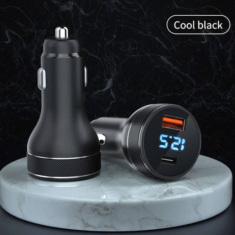 ACC-568 PD 20W USB-C / Type-C + USB Digital Display Fast Charge Car Charger (Black)