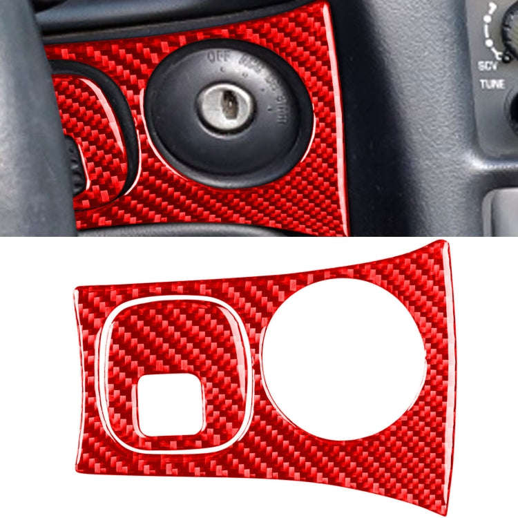 2 in 1 Carbon Fiber Car Key Panel Sticker for Chevrolet Corvette C5 1998-2004, Left Drive(Red)