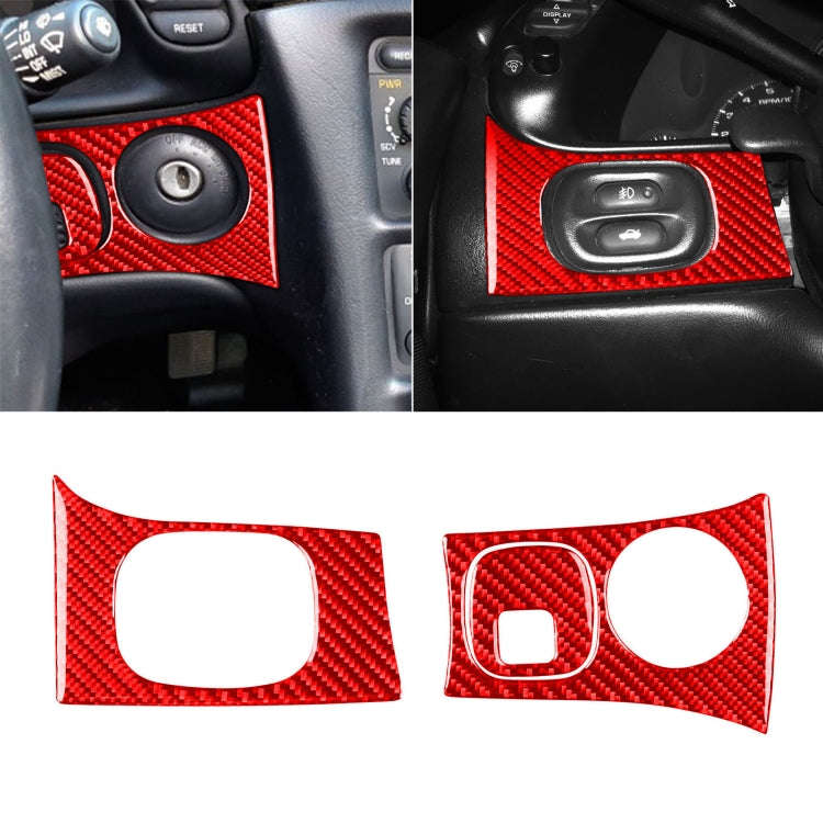 3 in 1 Carbon Fiber Car Headlight Key Panel Sticker for Chevrolet Corvette C5 1998-2004, Left Dri...