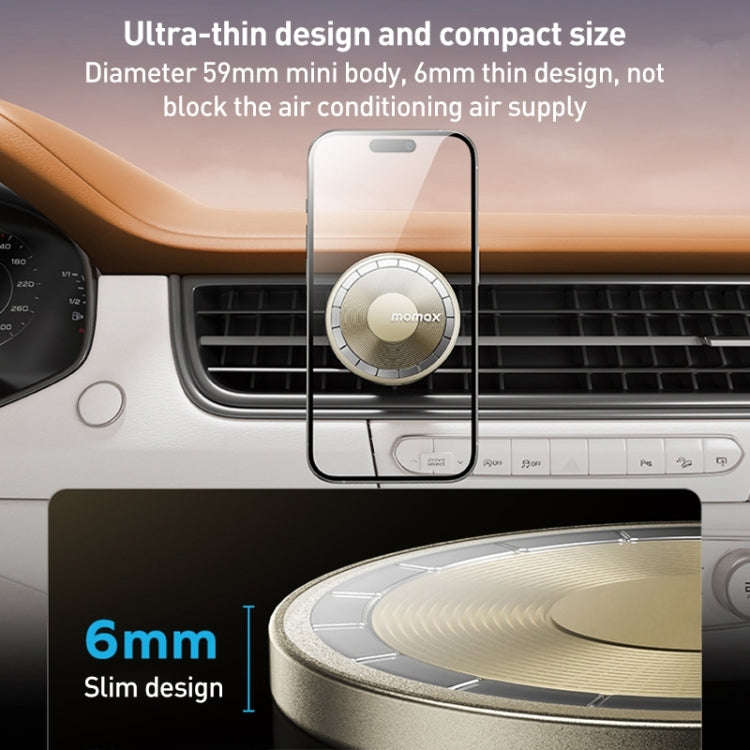 MOMAX MoVe Universal Transparent Magnetic Air Outlet Car Holder (Gold)
