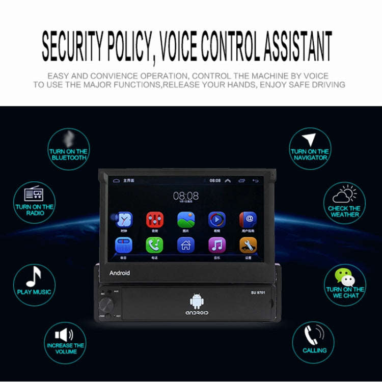 SU 9701 2GB+32GB 7 inch HD Manual Telescoping Car Android Radio Receiver MP5 Player, Support FM &...
