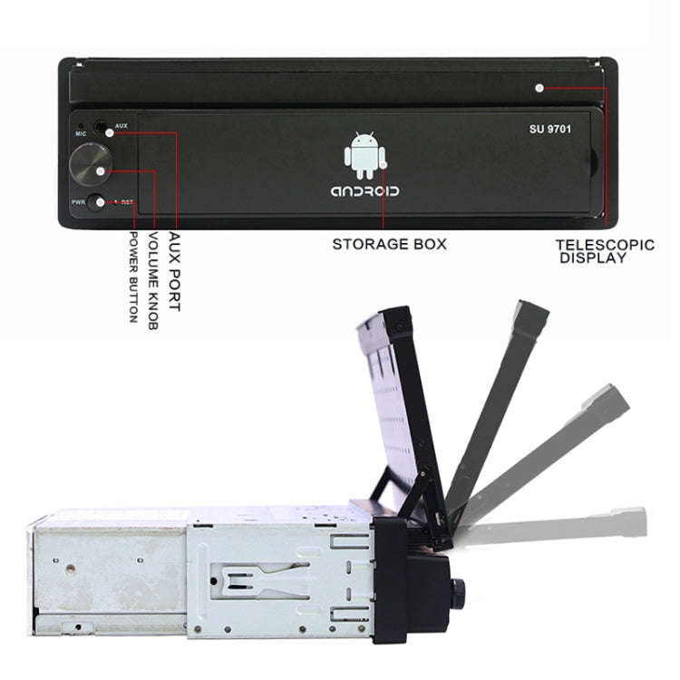 SU 9701 2GB+32GB 7 inch HD Manual Telescoping Car Android Radio Receiver MP5 Player, Support FM &...