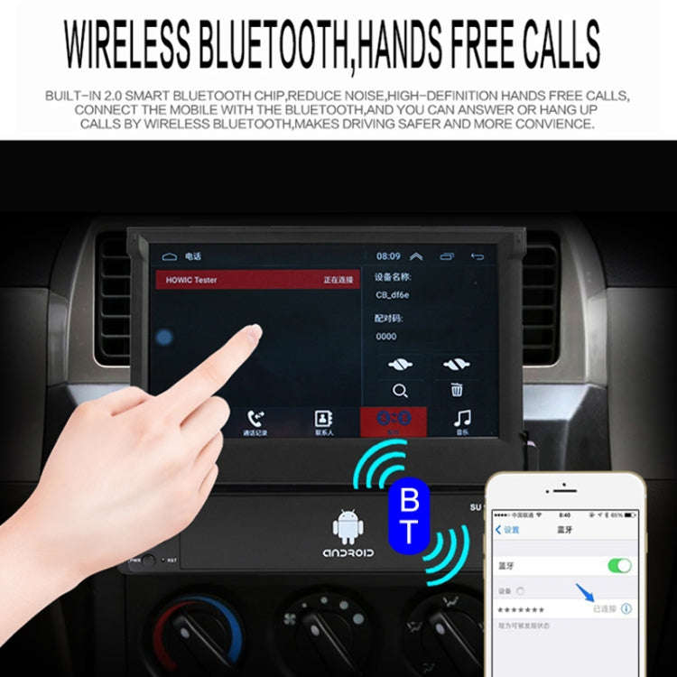 SU 9701 2GB+32GB 7 inch HD Manual Telescoping Car Android Radio Receiver MP5 Player, Support FM &...