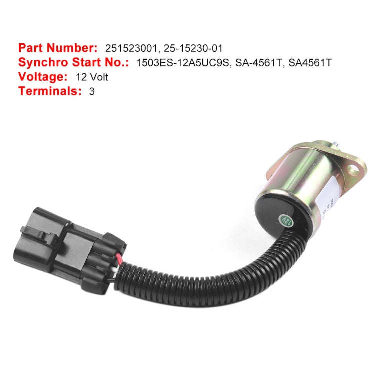 Excavator Fuel Shutdown Shut Off Solenoid Valve for Kubota V1505 R90 1503ES-12A5UC9S