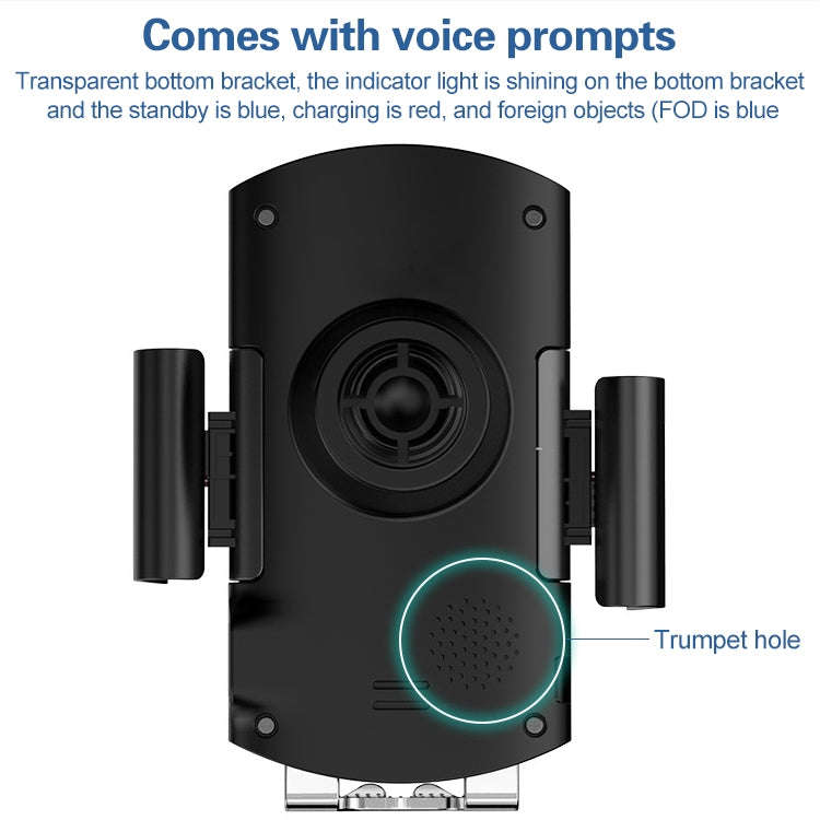 Car Automatic Wireless 10W Fast Charge Car Phone Holder with Voice Broadcast