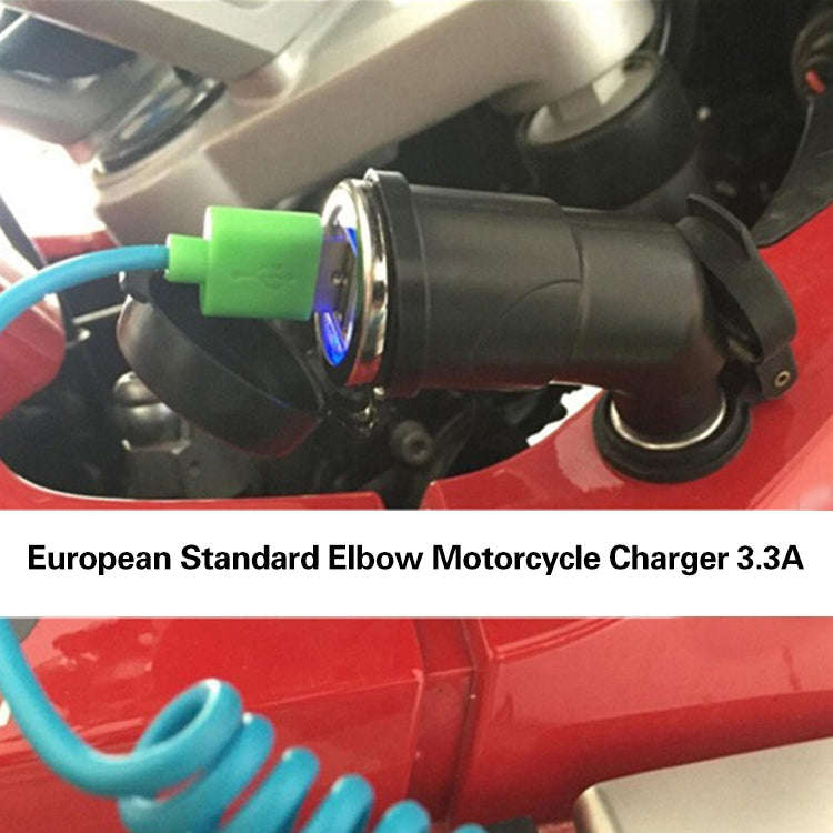 German European Standard Small Caliber Motorcycle Charger Cigarette Lighter Plug Elbow Phone Charger