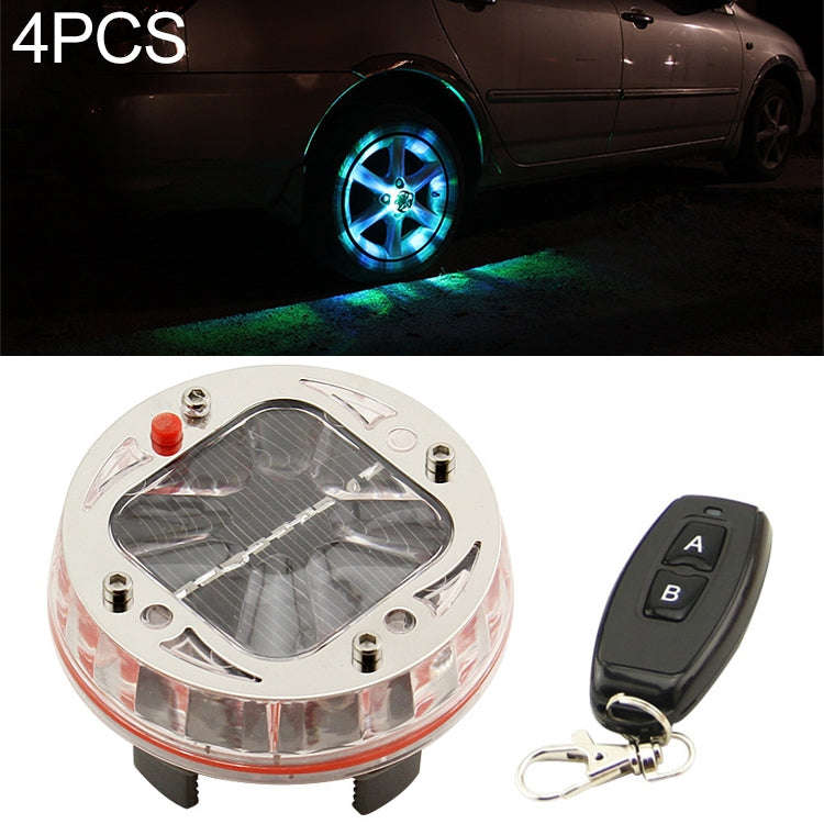 4 PCS Solar LED Car Tire Decoration Flashing Lights Colorful Wheels Hub Atmosphere Lights Infrare...