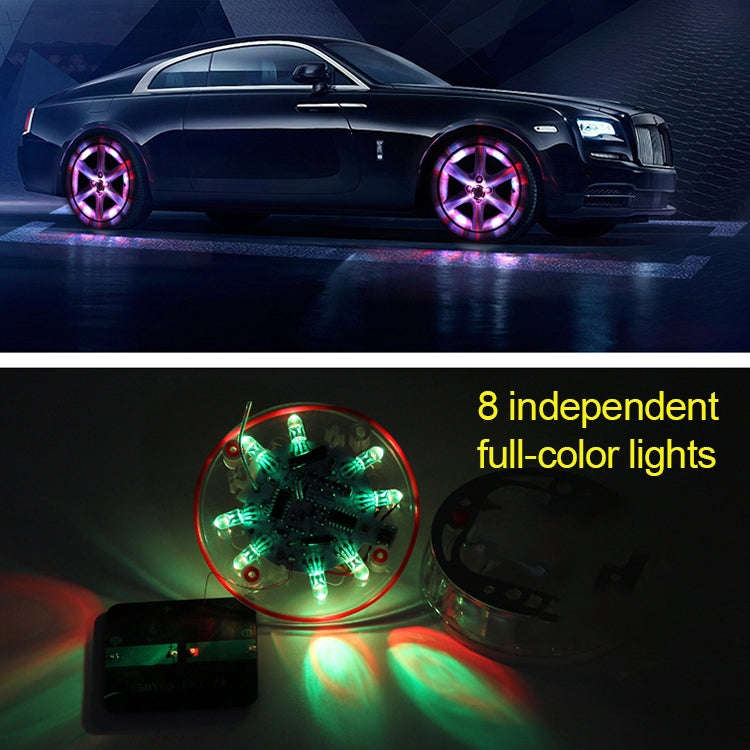 4 PCS Solar LED Car Tire Decoration Flashing Lights Colorful Wheels Hub Atmosphere Lights Wireles...