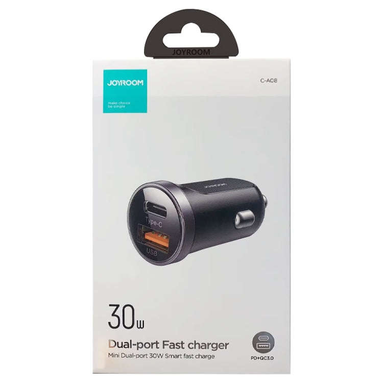 JOYROOM C-A08 30W Mini PD+QC3.0 Dual-port Smart Car Charger (Black)