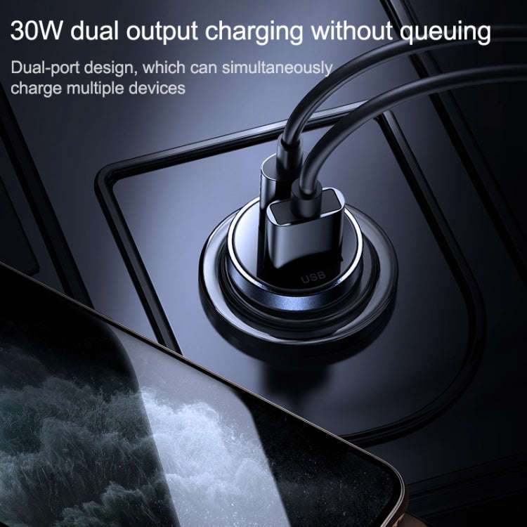 JOYROOM C-A08 30W Mini PD+QC3.0 Dual-port Smart Car Charger (Black)