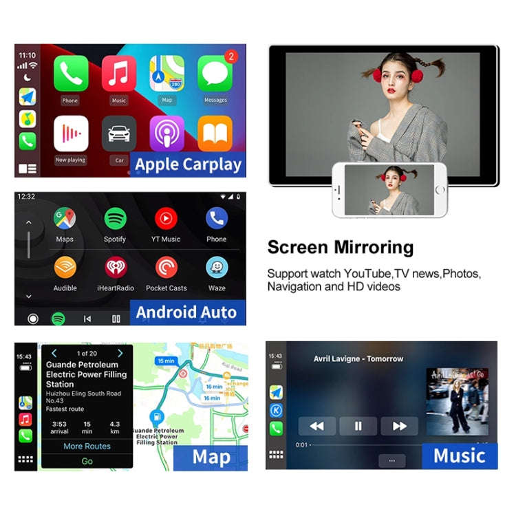 Car Navigation for Android / Apple Carplay Wireless Bluetooth Module Auto Smart Phone USB Carplay...
