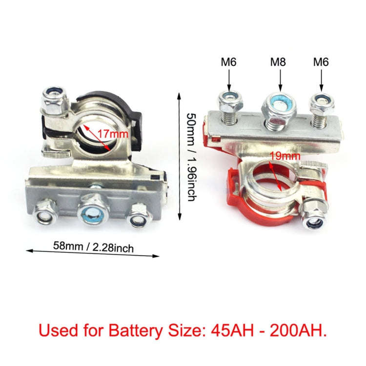 FOXSUR 1 Pair Car Automotive Battery Wire Cable Terminals Clamp Connectors Kit