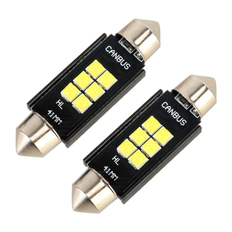 2 PCS 41mm DC12V / 2.5W / 6000K / 170LM 6LEDs SMD-3030 Car Reading Lamp Dome Light