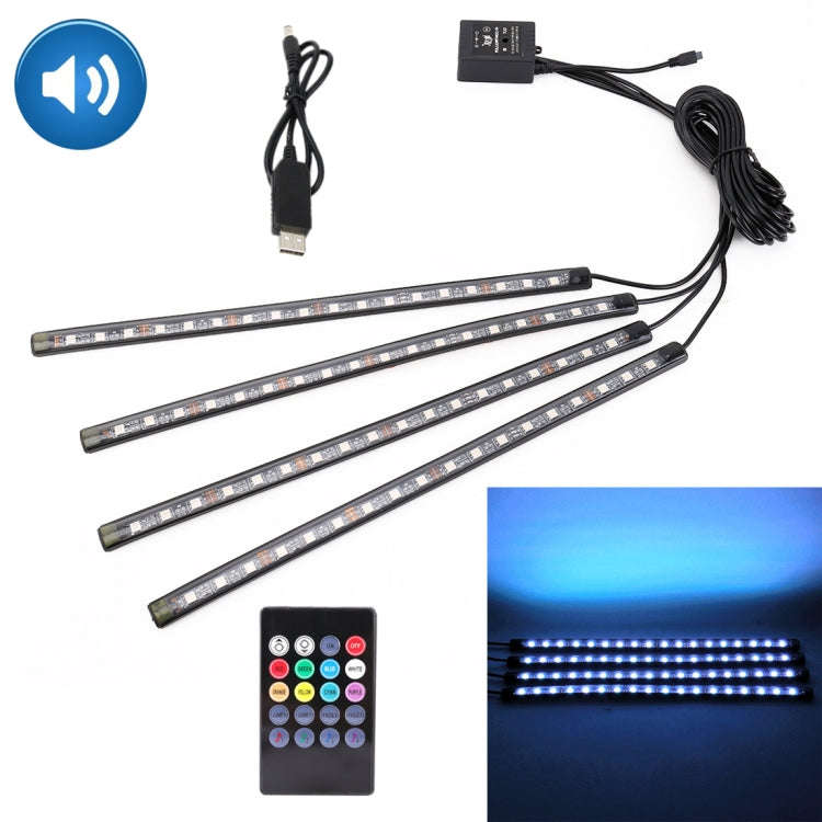 4 in 1 Universal Car USB Colorful Acoustic LED Atmosphere Lights Colorful Lighting Decorative Lam...