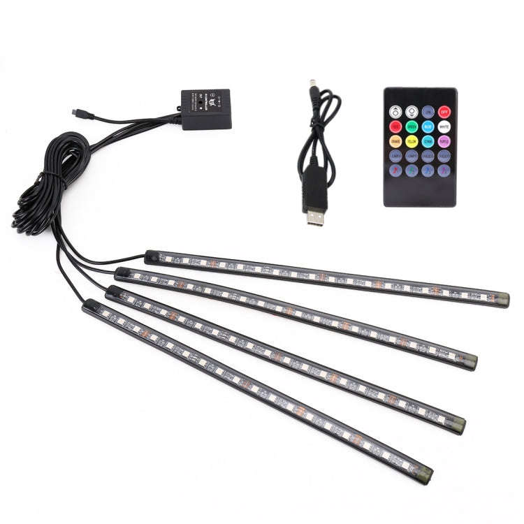 4 in 1 Universal Car USB Colorful Acoustic LED Atmosphere Lights Colorful Lighting Decorative Lam...