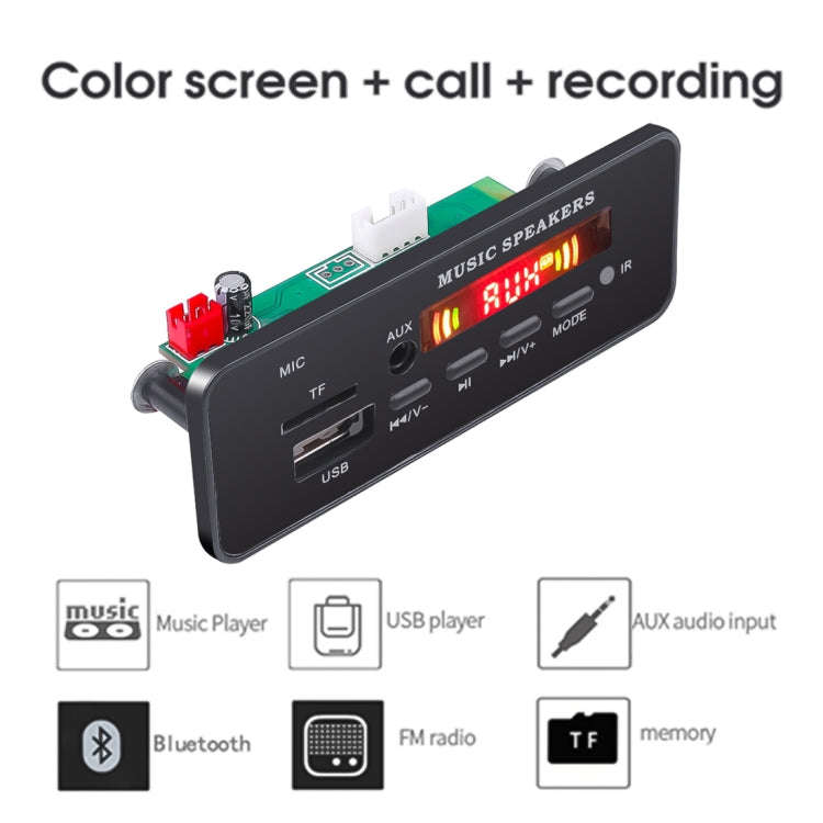 Car 12V 2x3W Audio MP3 Player Decoder Board FM Radio TF USB 3.5mm AUX, with Bluetooth & Recording...