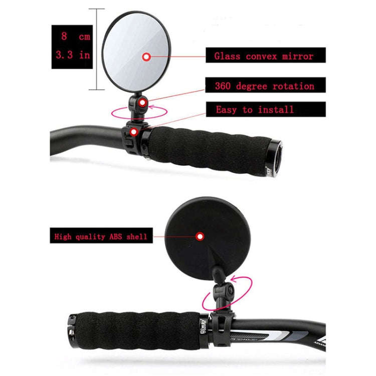 Universal 360 Rotate Adjustable Bicycle Rearview Handlebar Wide-angle Convex Mirror Cycling Rear ...
