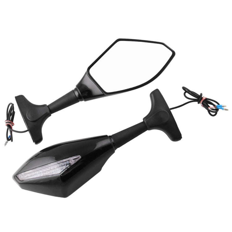 Motorcycle Modified Rear View Mirror Set with Light for Kawasaki (Black)