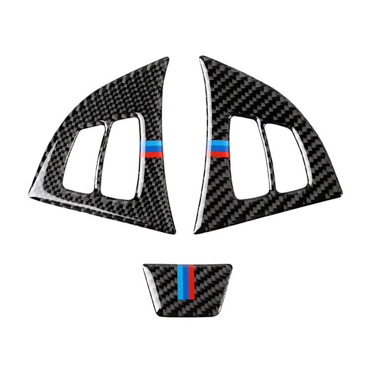 3 in 1 Car Carbon Fiber Tricolor Steering Wheel Button Decorative Sticker for BMW E70 2008-2013 X...
