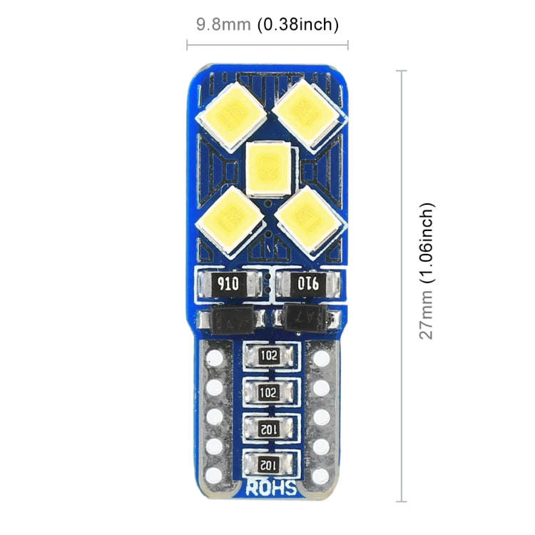 2 PCS T10 / W5W / 168 DC12V 1.8W 6000K 130LM 10LEDs SMD-2835 Car Reading Lamp Clearance Light, wi...