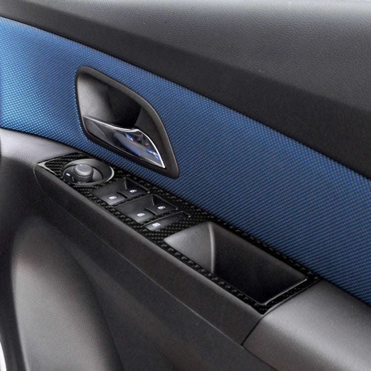 Car Carbon Fiber Window Lift Switch Panel Decorative Sticker for Chevrolet Cruze 2009-2015, Right...
