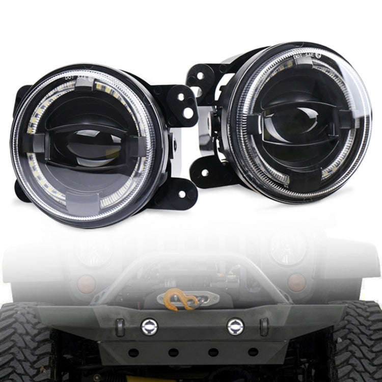 2 PCS 4 inch Car LED Angel Eyes Spotlight Modified Fog Lights for Jeep Wrangler / Dodge / Chrysle...