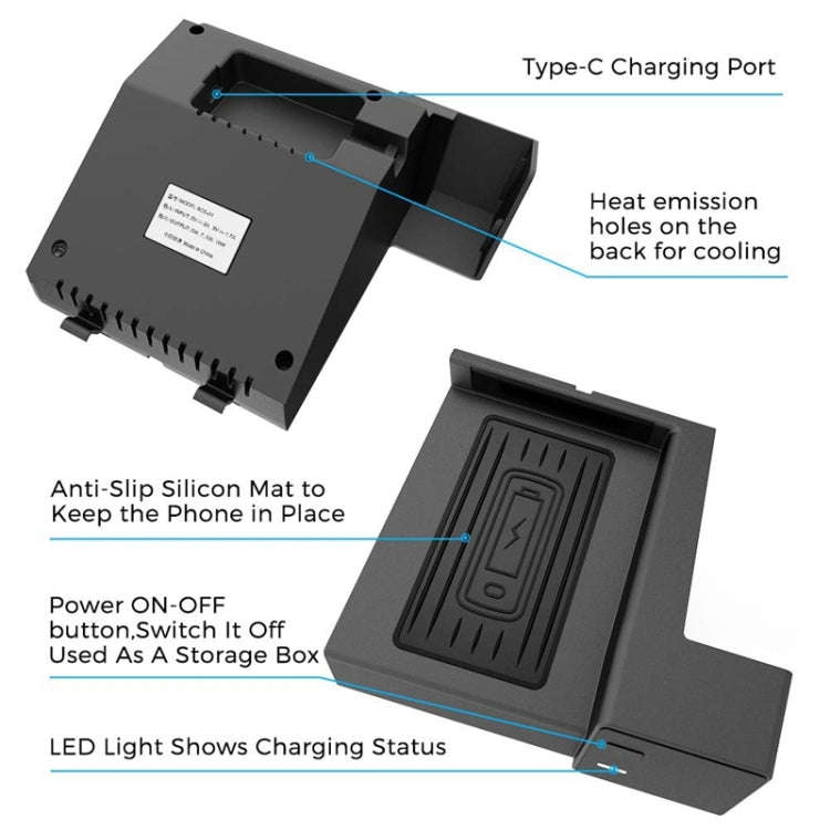 Car Qi Standard Wireless Charger 10W Quick Charging for 2015-2020 Mercedes-Benz C Class / GLC, Le...