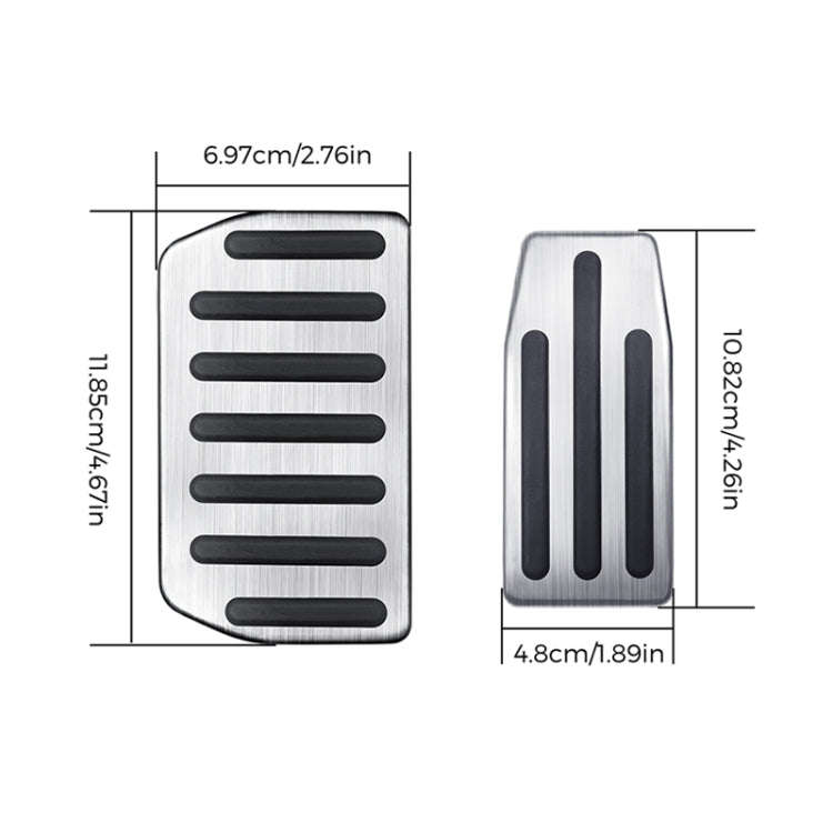 2 in 1 Car Non-Slip Pedals Foot Brake Pad Cover Set for Tesla Model S / X (Silver)