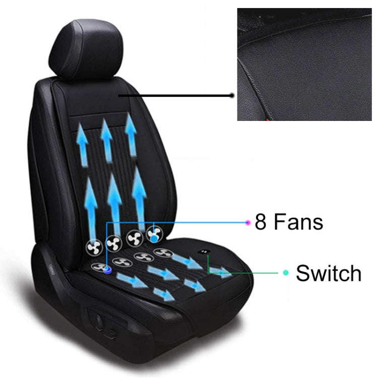 Car 12V Cushion Summer USB Breathable Ice Silk Seat Cover, Eight Fans + Ventilation and Refrigera...