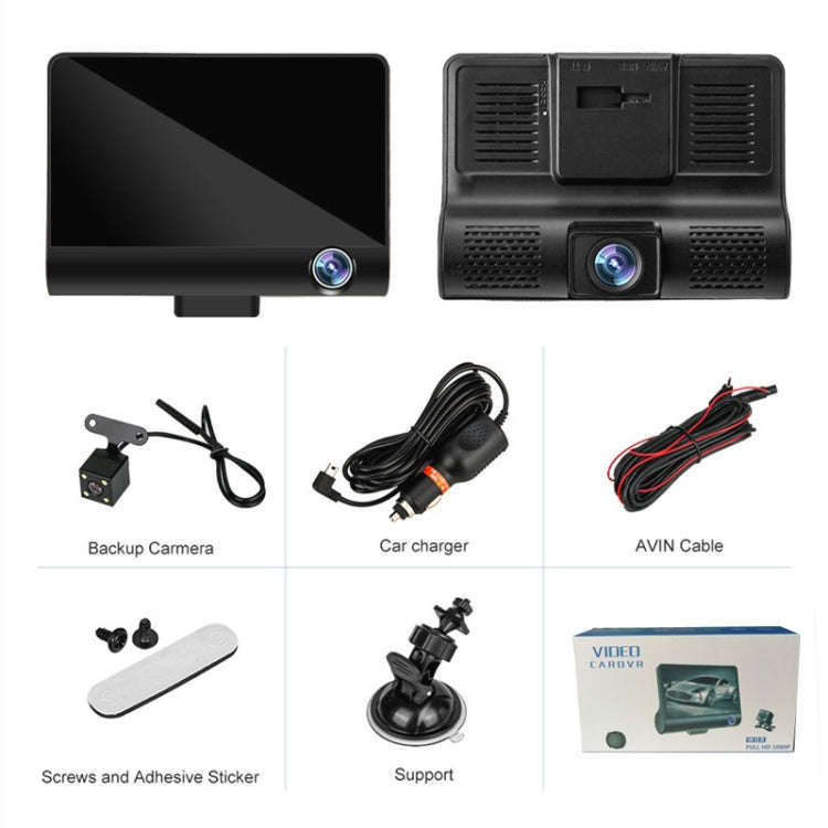 3 in 1 4 inch 170 Degree Wide Angle Night Vision HD 1080P Video Car DVR, Support Motion Detection...
