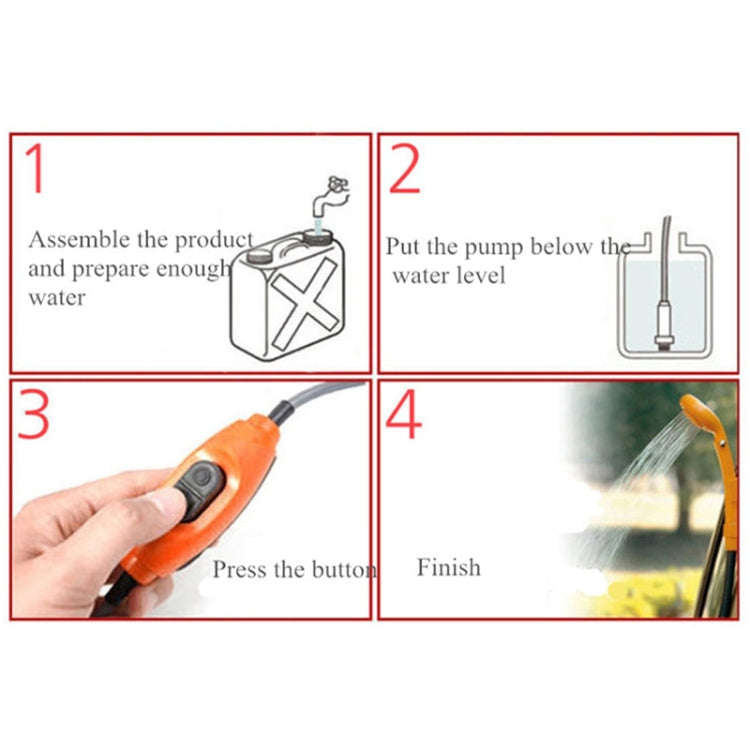 12V Portable Outdoor Car Electric Shower Sprinkler Washer (Orange)