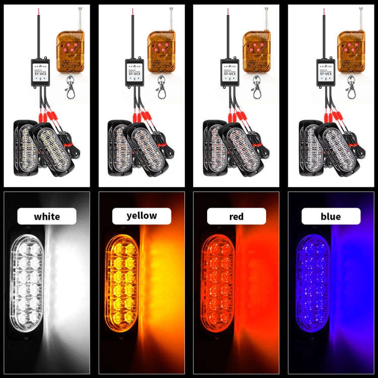 DC12V-24V / 18W 4 in 1 Front Grille Emergency Strobe Flash Warning Light Pickup 12LEDs Side Light...