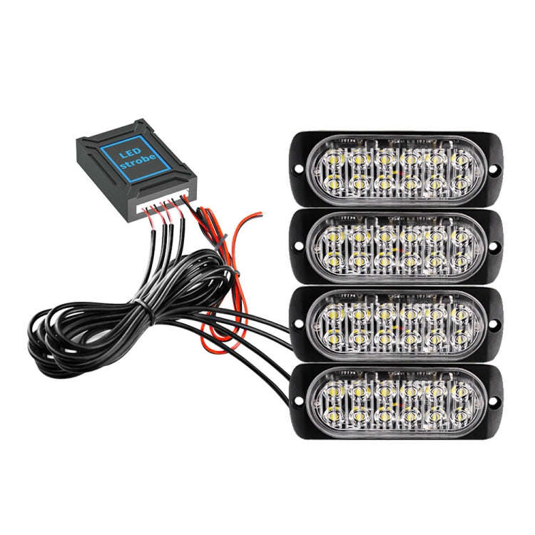 DC12V-24V / 18W 4 in 1 Front Grille Emergency Strobe Flash Warning Light Pickup 12LEDs Side Light...