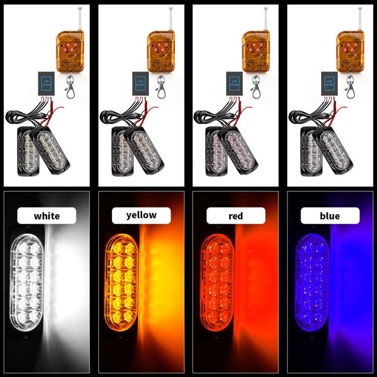 DC12V-24V / 18W 4 in 1 Front Grille Emergency Strobe Flash Warning Light Pickup 12LEDs Side Light...