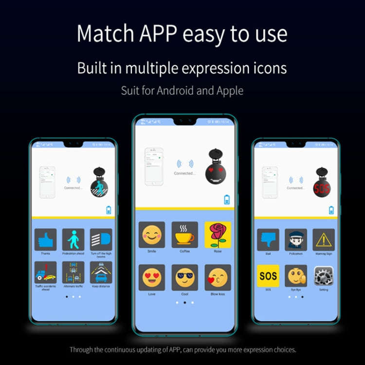 EM01 Car Bluetooth Intelligent LED Expression Sticker Emoticons APP Manual Control
