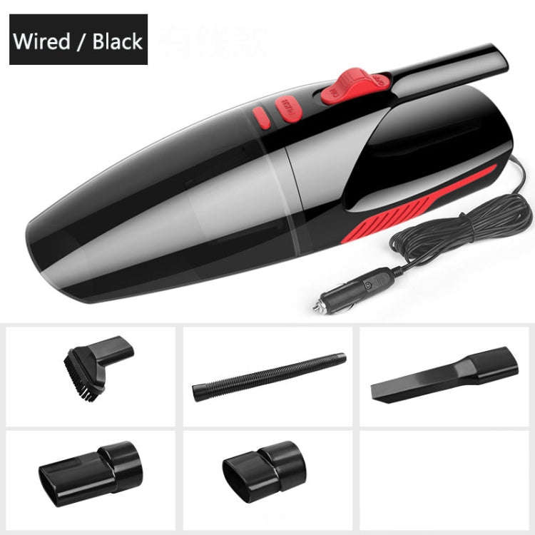 Car Wired Portable 120W Handheld Powerful Vacuum Cleaner with LED Light Cable Length: 5m(Black)