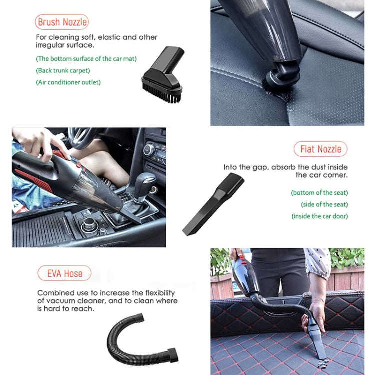 Car Wired Portable 120W Handheld Powerful Vacuum Cleaner with LED Light Cable Length: 5m(Black)