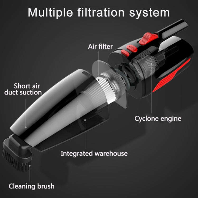 Car Wired Portable 120W Handheld Powerful Vacuum Cleaner with LED Light Cable Length: 5m(Black)