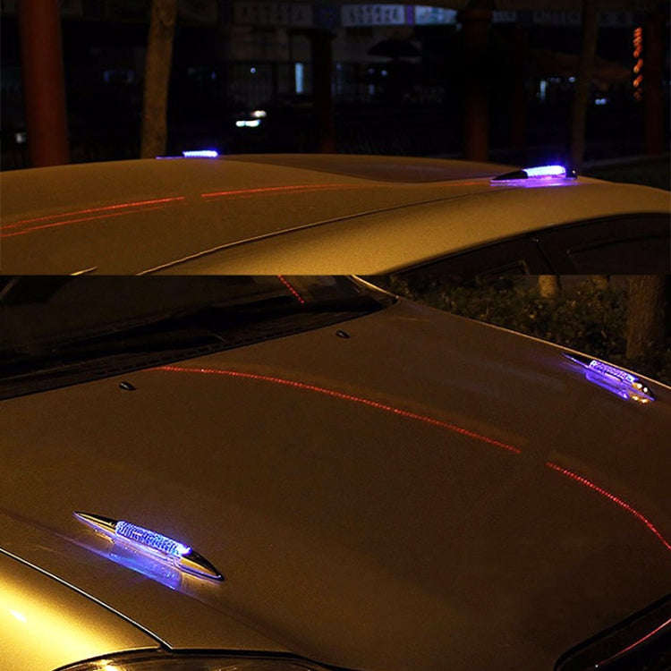 Car Solar Shark Gill Warning Lights Car Door Anti-collision Rear-end Collision LED Dlashing Lamp,...