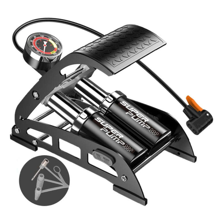55B-01 Car / Motorcycle / Bicycle Portable High Pressure Double Pipe Inflatable Cylinder Pedal Ai...