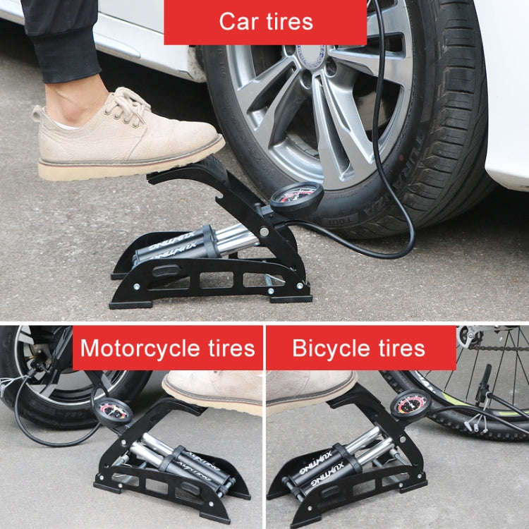 55B-01 Car / Motorcycle / Bicycle Portable High Pressure Double Pipe Inflatable Cylinder Pedal Ai...